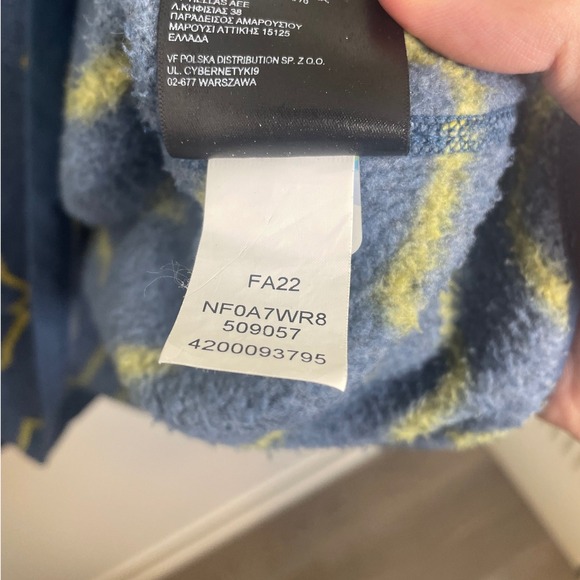 The North Face Mountain Print Gordon Lyons 1/2 Zip Fleece Sweater Blue Yellow L - Picture 7 of 10